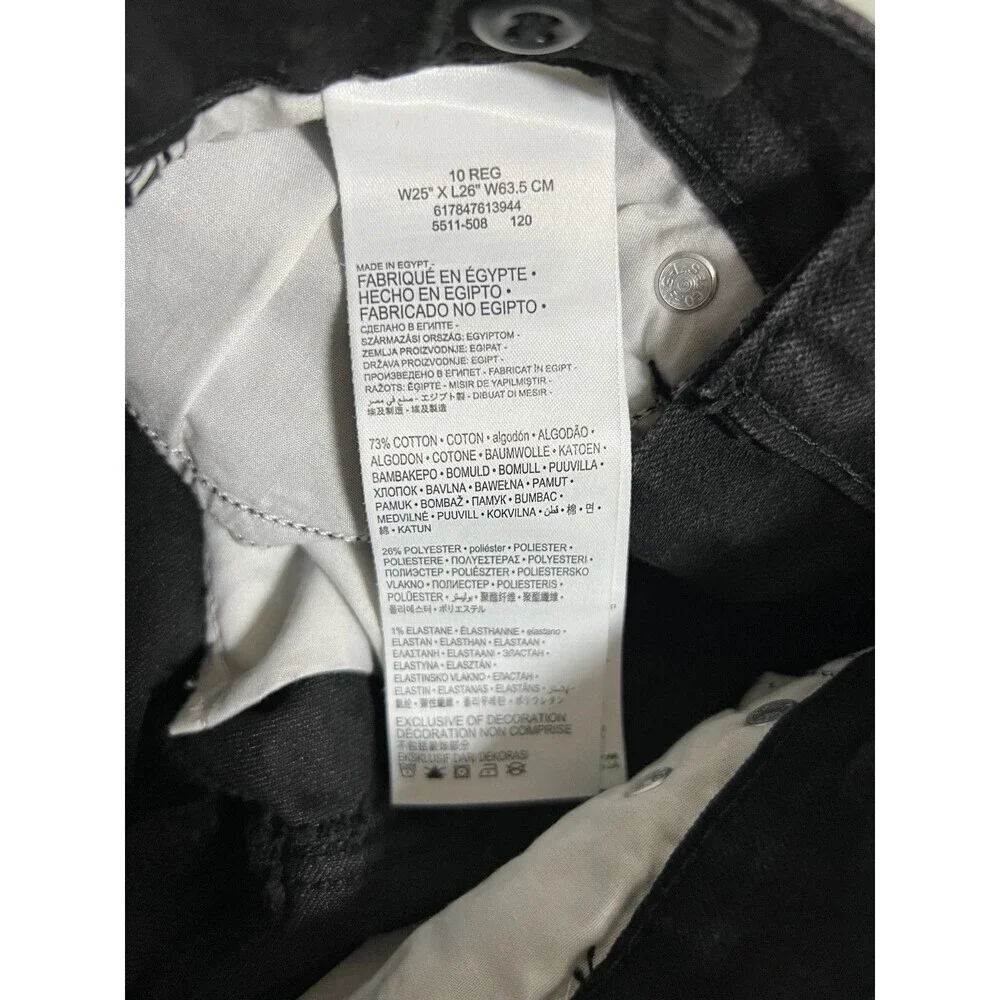 Levi's Men's 511 Slim Jeans,Low Rise Stretch Slim Fit Tapered Pants,Black 10reg